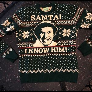Elf themed ugly Christmas sweater